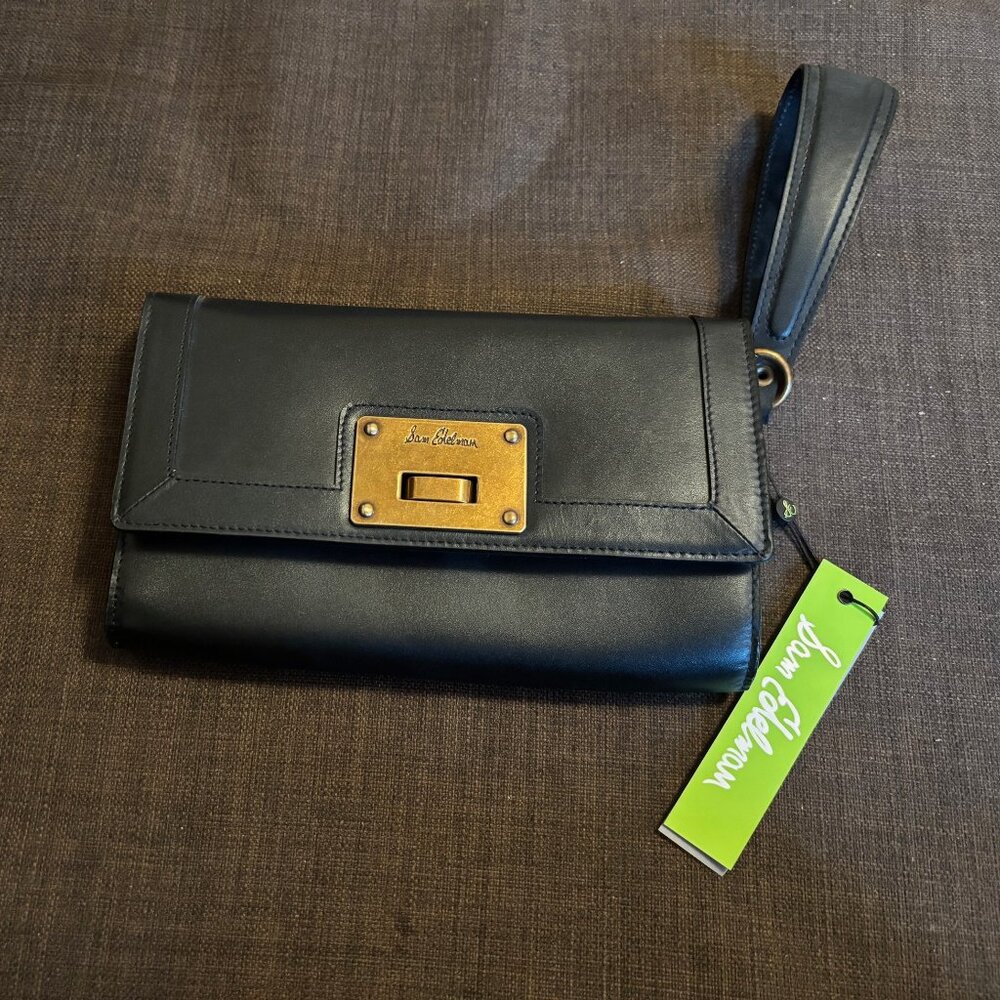 Sam Edelman Wristlet Classic Black Leather